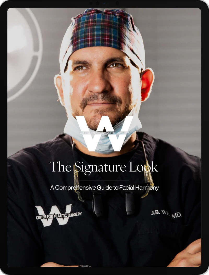 The Signature Look guide to facial harmony shown on a tablet