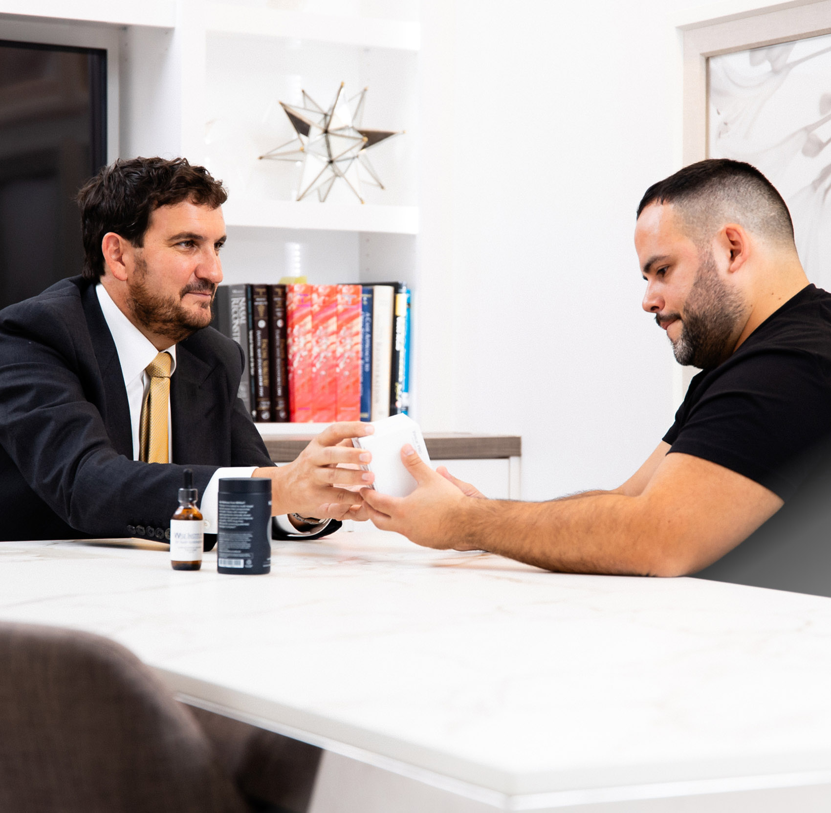 Dr. Wise and man during consultation