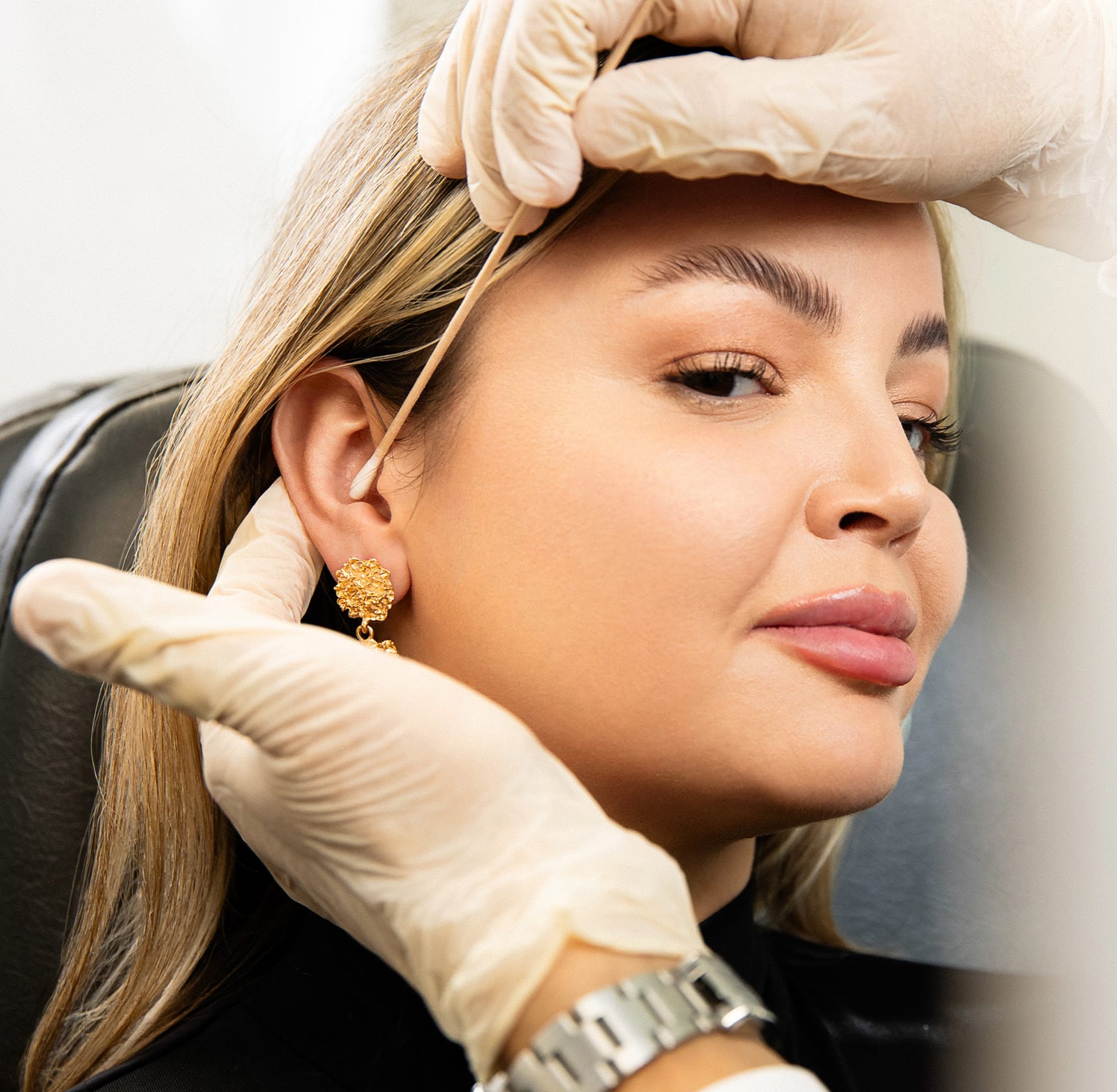 Woman looking at camera during treatment